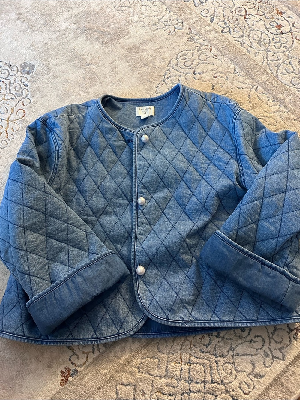 kate spade Quilted Denim Jean Jacket in Blue